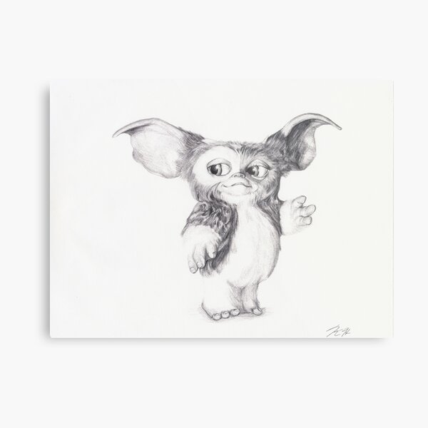 Gizmo from Gremlins Ballpoint Pen Drawing Metal Print