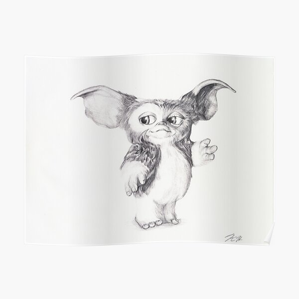 Gizmo from Gremlins Ballpoint Pen Drawing Poster