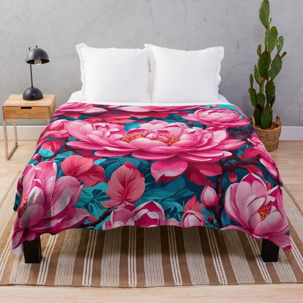 Artikelvorschau, Lebendige rosa Magnolien nahtlose Muster Retro-Vintage-Design entworfen und verkauft von BorgSpareParts.