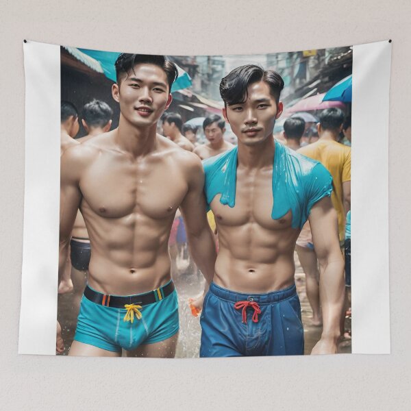Item preview, Songkran's Vibrant Heartbeat: Handsome Unity in Water Wars designed and sold by Aryabek.