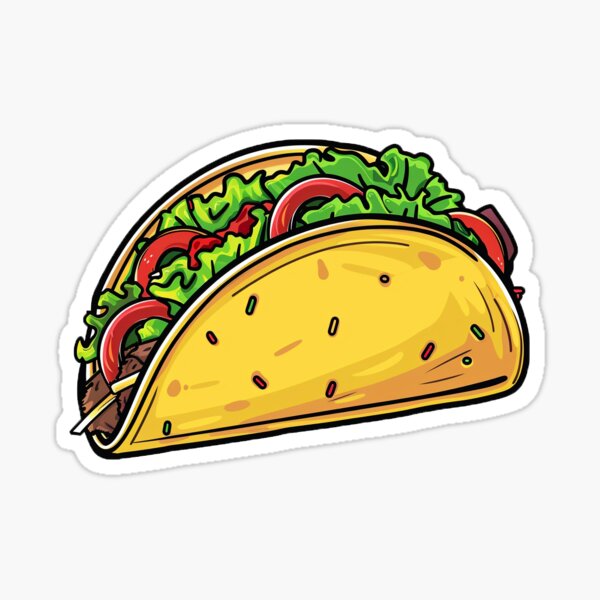 Item preview, Colourful Digital Cartoon Taco designed and sold by Sticker1Central.