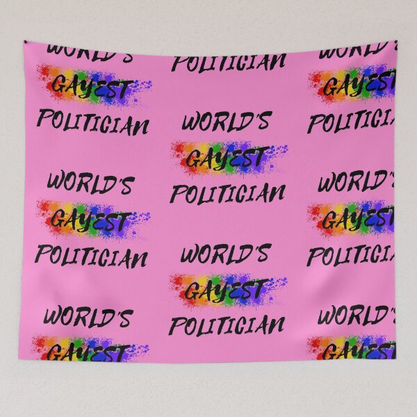 Item preview, World's Gayest Politician Queer Humor With Rainbow Colors For Proud Gay Politicians In Pink designed and sold by LuckyKermit.