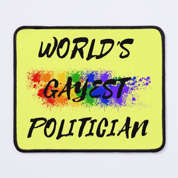 Item preview, World's Gayest Politician Queer Humor With Rainbow Colors For Proud Gay Politicians In Yellow designed and sold by LuckyKermit.