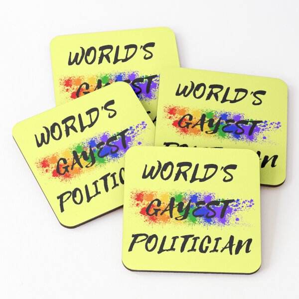 Item preview, World's Gayest Politician Queer Humor With Rainbow Colors For Proud Gay Politicians In Yellow designed and sold by LuckyKermit.