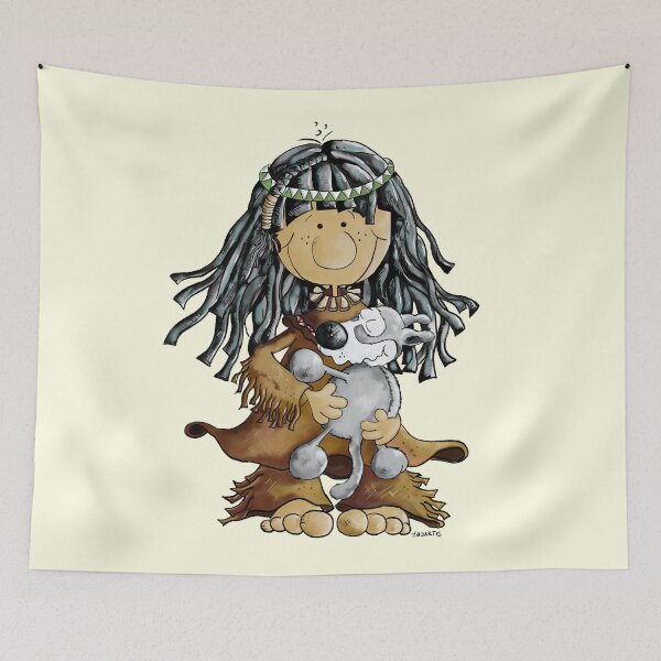 Item preview, Indian girl with wolf puppy designed and sold by modartis.