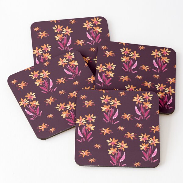 Item preview, Watercolor Wildflowers (Ochre and Purple) designed and sold by andrebalest.art.