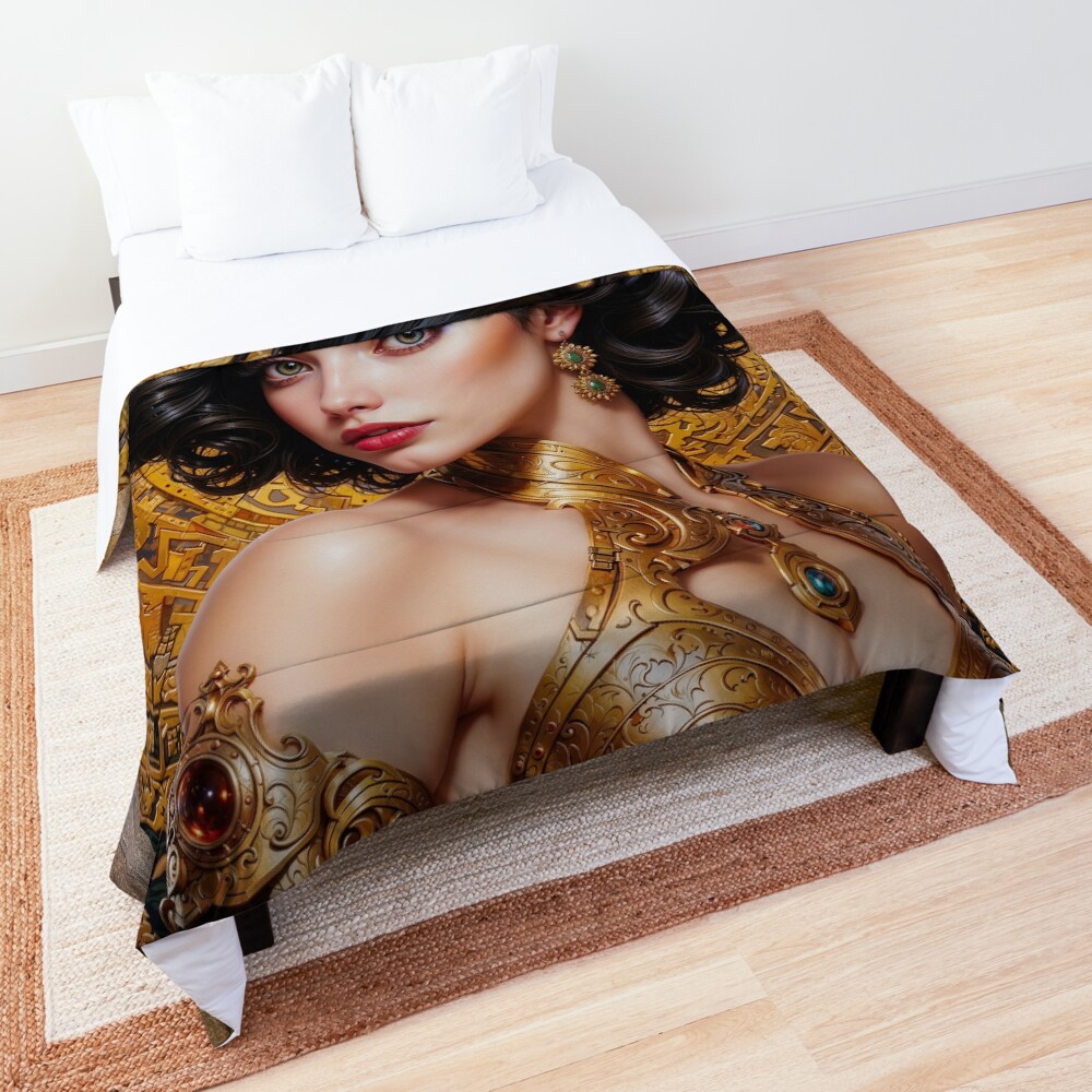 Portrait Of Delania Tracia Stunning AI Concept Art by Xzendor7 Decorative Comforter