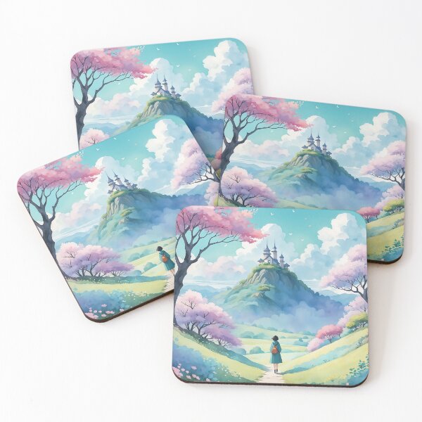 Artikelvorschau, Magische Fantasy Anime Frühlingslandschaft, Pink entworfen und verkauft von Prints and Lifestyle.