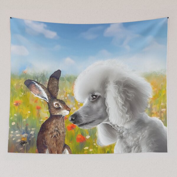 Artikelvorschau, Pudel: Hase und Jagdhund „Hallo“ entworfen und verkauft von ArtandBeauty-UK.