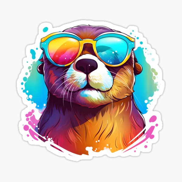 Item preview, Colorful Cartoon Funny Cute Cool Otter With Sunglasses designed and sold by Leonardo Palumbo.
