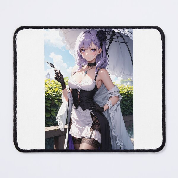 Item preview, Enigmatic Anime Elegance: Violet Eyes and Lilac Waves in Gothic Attire designed and sold by iloveanimechibi.