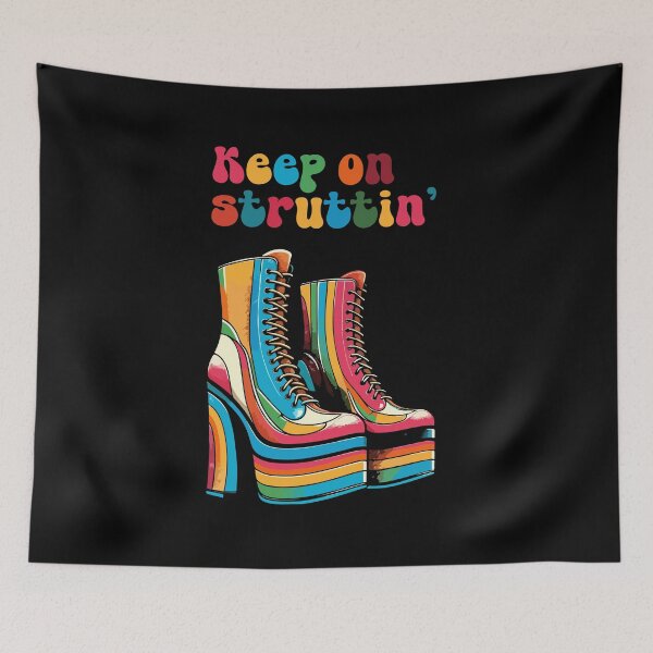 Item preview, Keep on struttin' - 1970s multi-coloured retro platform boots designed and sold by Hot-Proper-Tees.