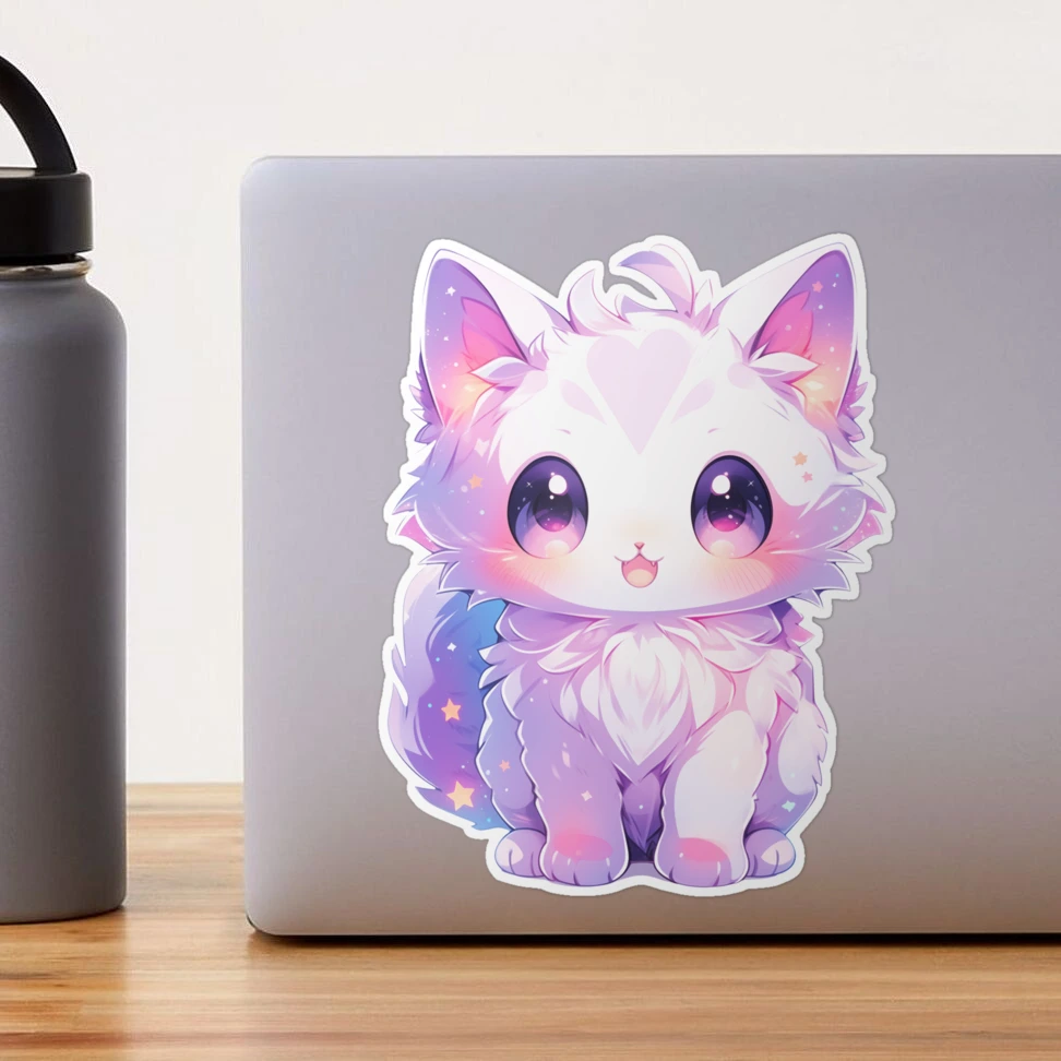 Autocollant B-Side Label – Mignon Chat Japonais – Violet – Face B – Déco Originale