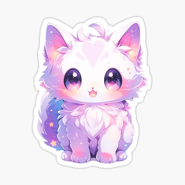 Autocollant B-Side Label – Mignon Chat Japonais – Violet – Face B – Déco Originale