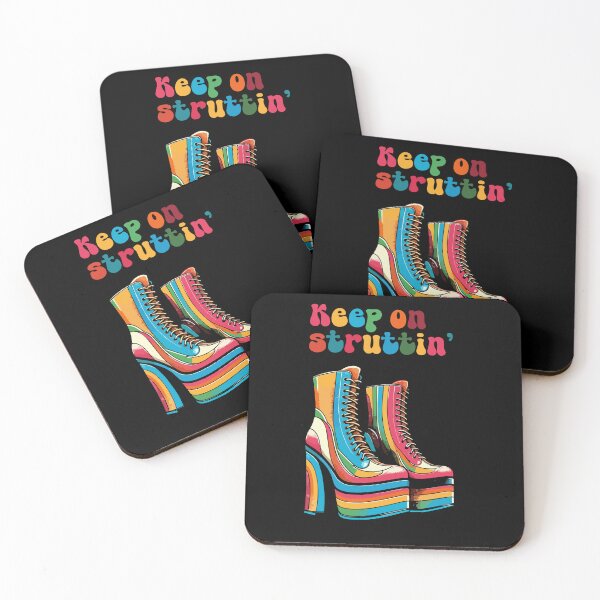 Item preview, Keep on struttin' - 1970s multi-coloured retro platform boots designed and sold by Hot-Proper-Tees.
