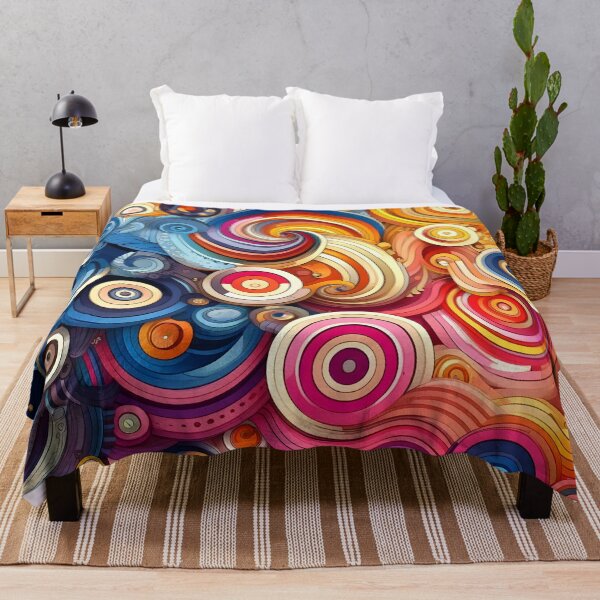 Item preview, Dynamic Swirls and Circles Artwork - Vibrant Geometric Canvas Print designed and sold by PillowTalkyZone.