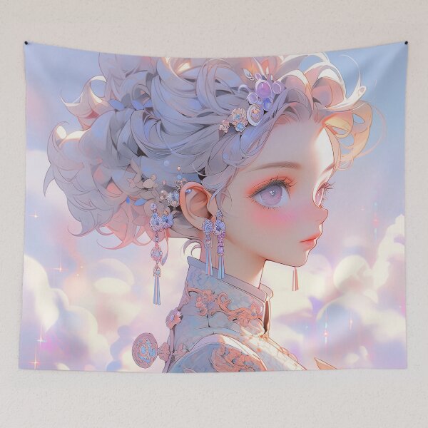 Item preview, Baroque Pastel Cloudscape Anime Girl designed and sold by bubblegoth.