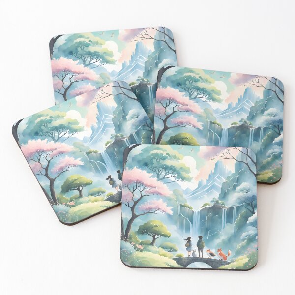 Artikelvorschau, Magische Fantasy Anime Frühlingslandschaft, Pink entworfen und verkauft von Prints and Lifestyle.