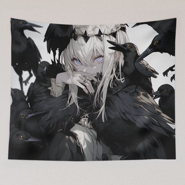 Item preview, Enigmatic Gothic Raven Anime Girl designed and sold by bubblegoth.