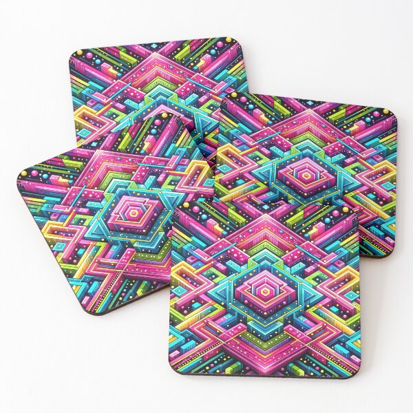 Item preview, Abstract Geometric Pattern Art - Vibrant Low Poly & Isometric Design designed and sold by PillowTalkyZone.