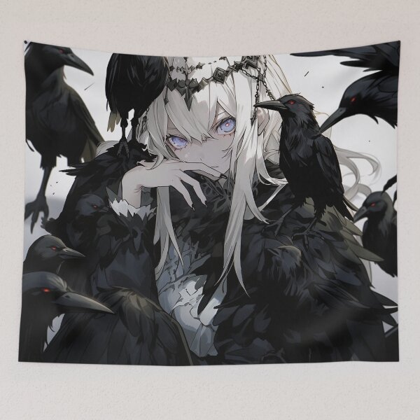 Item preview, Misteriosa chica anime corvid monocromática designed and sold by bubblegoth.