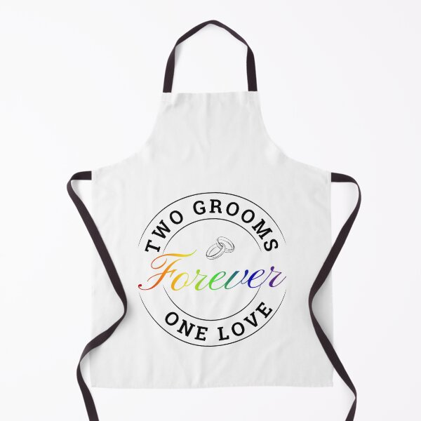 Item preview, Two Grooms One Love Forever Slogan, Wedding Rings Graphic with Rainbow Text, LGBTQ+ Honeymoon Couples tees, designed and sold by PrideBeProud.