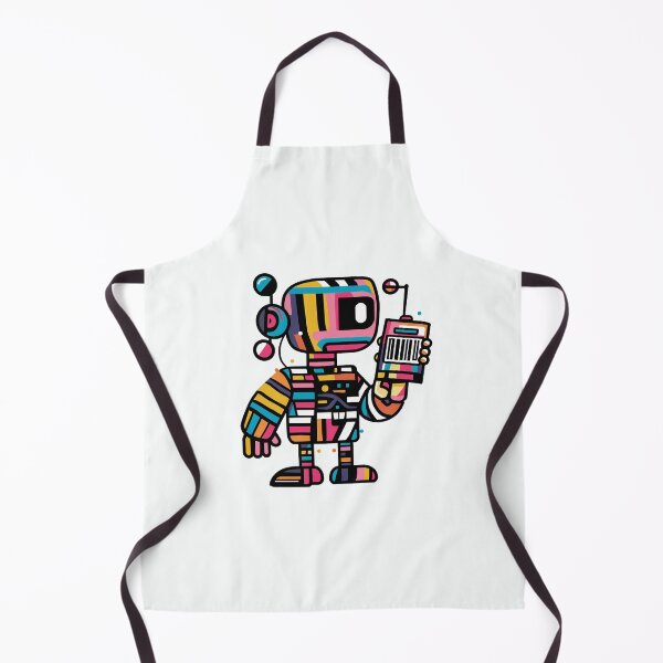 Item preview, multicolored robot holding a pnone designed and sold by YuliaHulia.