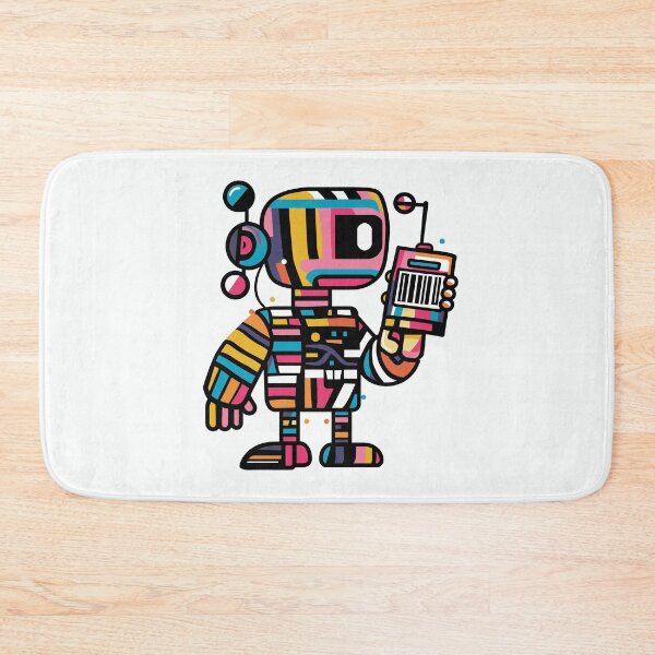 Item preview, multicolored robot holding a pnone designed and sold by YuliaHulia.