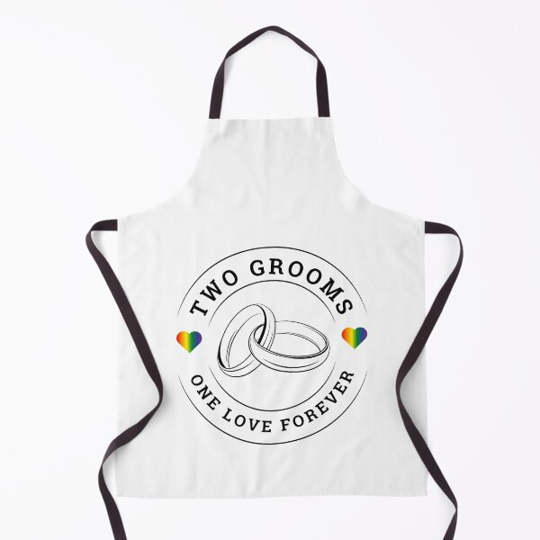 Item preview, Two Grooms One Love Forever Slogan, Wedding Rings Graphic with Rainbow Hearts, LGBTQ+ Honeymoon Couples tees, designed and sold by PrideBeProud.