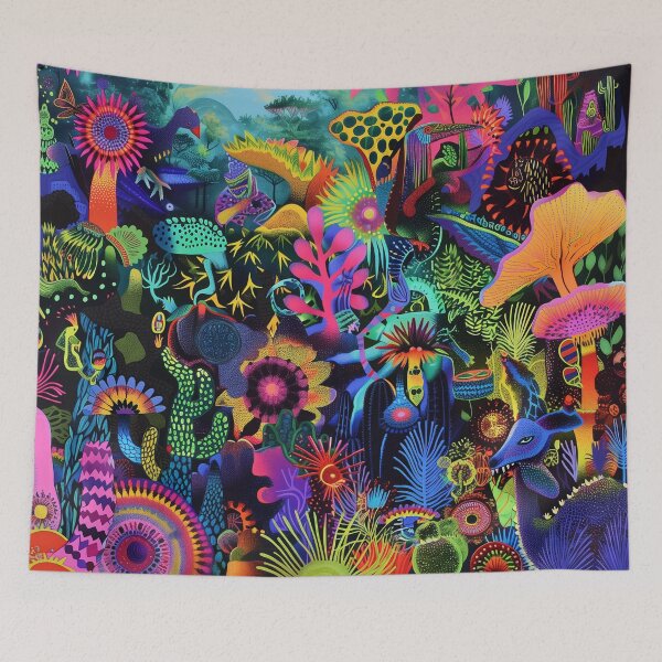 Item preview,  Abstract Trippy Neon Fauna and Flora Illustration designed and sold by Mystikos Art.