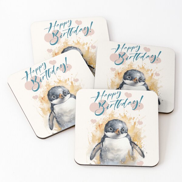 Item preview, Happy Birthday Greeting Cards - Watercolor Penguin designed and sold by InkyGenies.