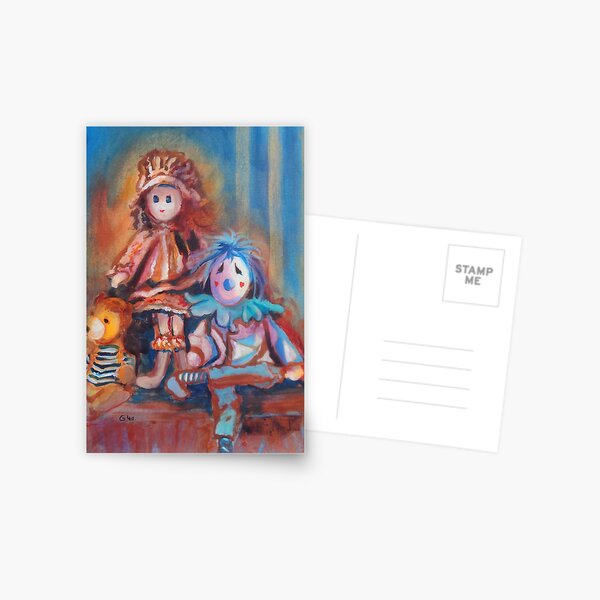 Teddy Bear and Dolls Postcard