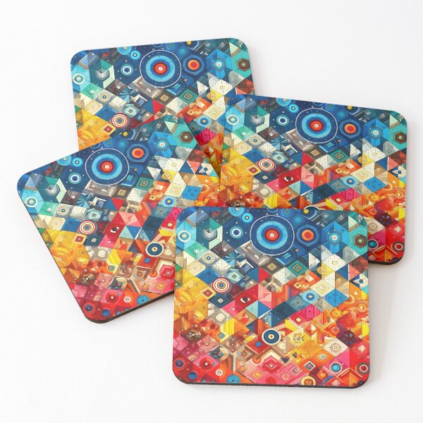 Item preview, Abstract Geometric Pattern Art - Vibrant Low Poly & Isometric Design designed and sold by PillowTalkyZone.