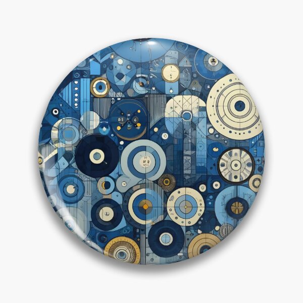 Item preview, Abstract Geometric Blueprint - Modern Wall Art in Blue, Yellow, and Red designed and sold by PillowTalkyZone.