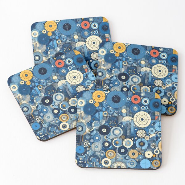 Item preview, Abstract Geometric Blueprint - Modern Wall Art in Blue, Yellow, and Red designed and sold by PillowTalkyZone.