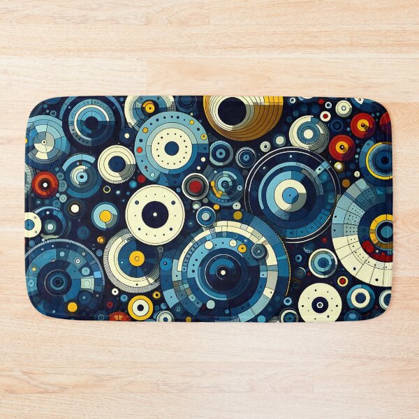 Item preview, Abstract Geometric Blueprint - Modern Wall Art in Blue, Yellow, and Red designed and sold by PillowTalkyZone.