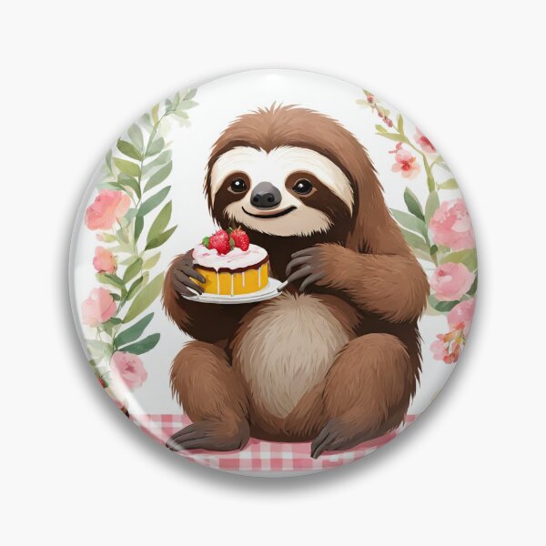Item preview, Funny Cute Sloth eating Cake designed and sold by Divinetee.