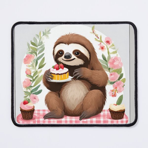 Item preview, Funny Cute Sloth eating Cake designed and sold by Divinetee.