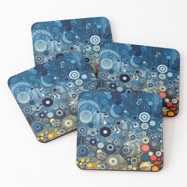 Item preview, Abstract Geometric Blueprint - Modern Wall Art in Blue, Yellow, and Red designed and sold by PillowTalkyZone.