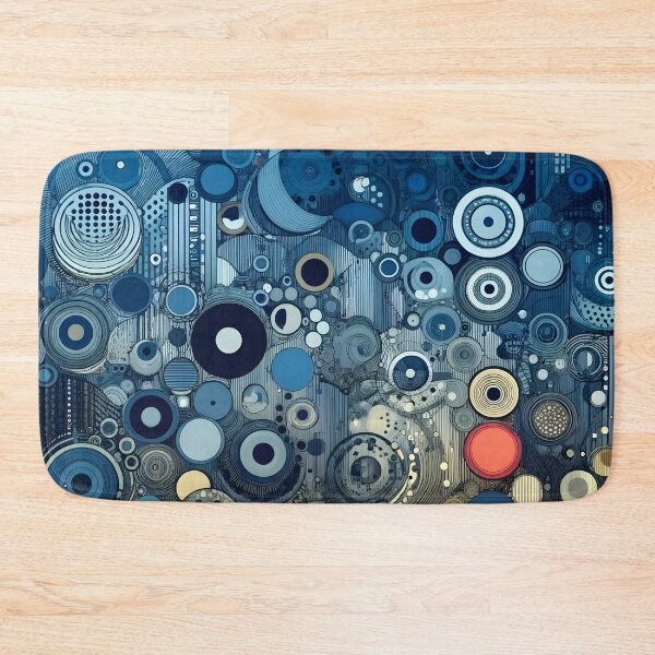 Item preview, Abstract Geometric Blueprint - Modern Wall Art in Blue, Yellow, and Red designed and sold by PillowTalkyZone.