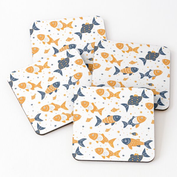 Item preview, blue and yellow fish pattern designed and sold by YuliaHulia.