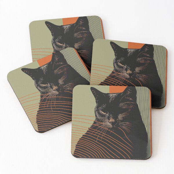 Item preview, burnt orange risograph cat designed and sold by AmeAve.