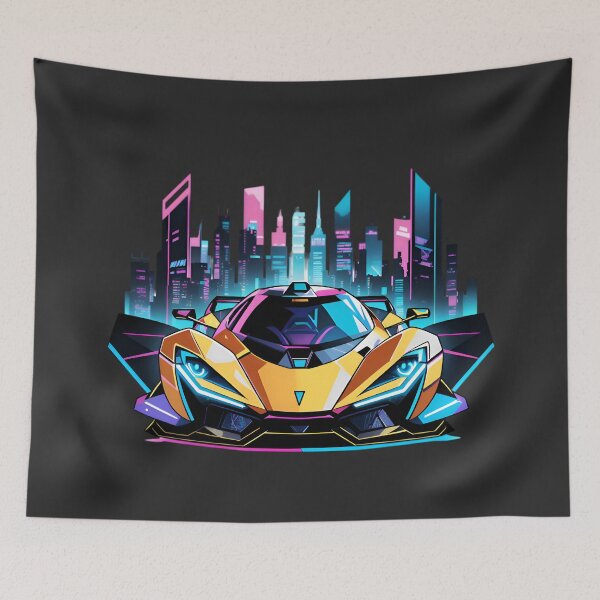 Item preview, Cyberpunk Racing Sports Car With City Skyline designed and sold by TheArtOfPat.