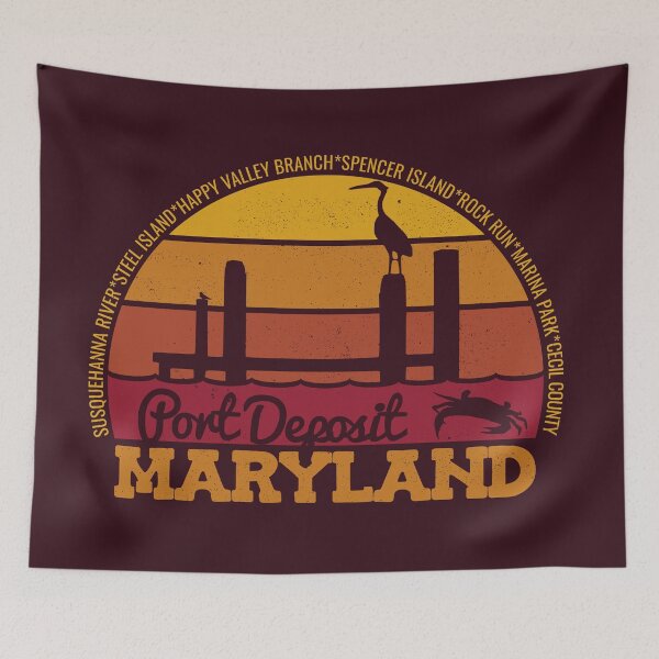 Item preview, Port Deposit Maryland Sunset Retro Local Pride Logo designed and sold by CRHPOD20.