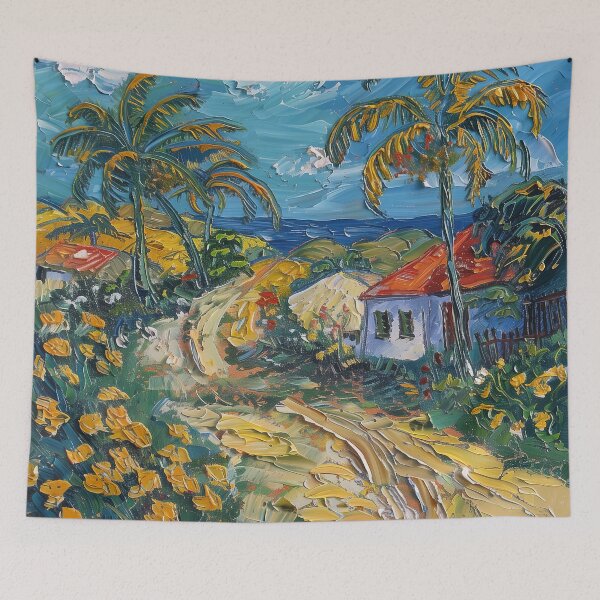 Item preview, Barbadian landscape  | Painting in the style of Vincent van Gogh designed and sold by ComicsFactory.