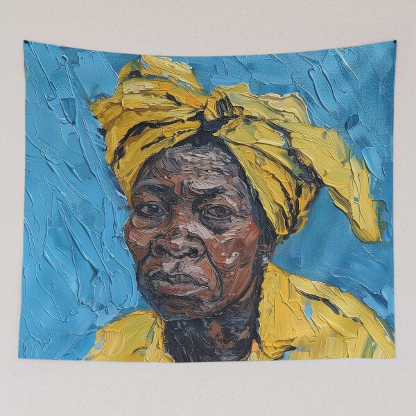 Item preview, Barbadian woman  | Painting in the style of Vincent van Gogh designed and sold by ComicsFactory.