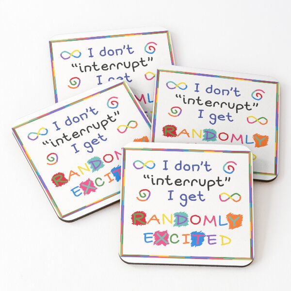 Item preview, “I get randomly excited” neurodiversity print (square) designed and sold by ThatSpicyStitch.
