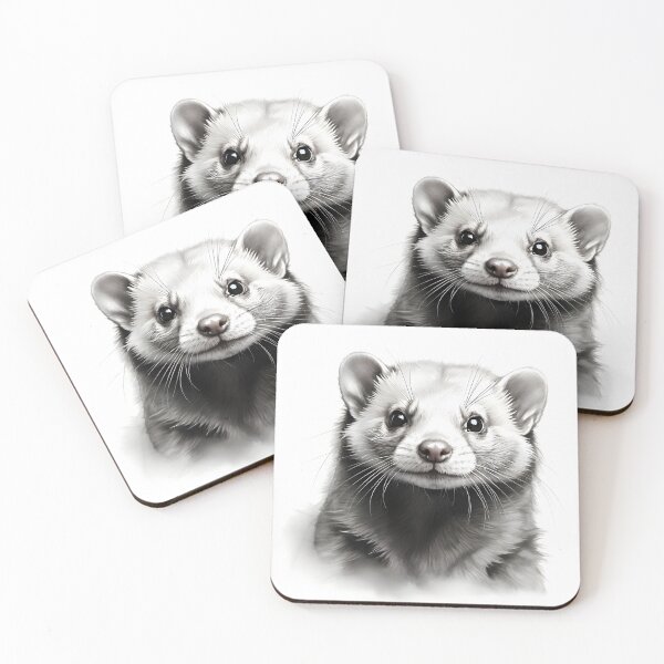 Item preview, Black and white weasel pencil drawing designed and sold by Pencil-Art.