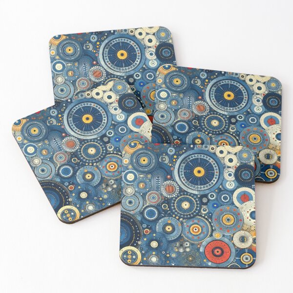 Item preview, Abstract Geometric Blueprint - Modern Wall Art in Blue, Yellow, and Red designed and sold by PillowTalkyZone.