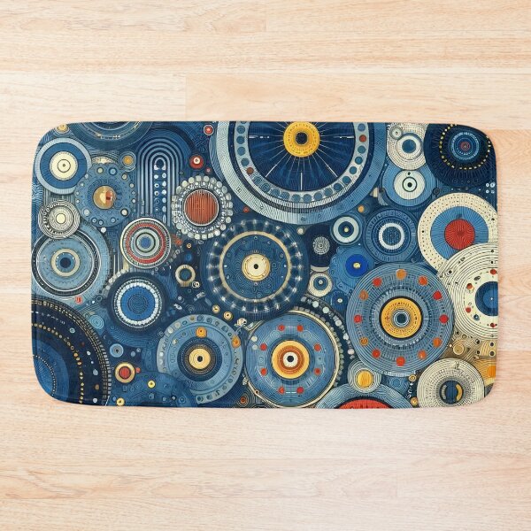 Item preview, Abstract Geometric Blueprint - Modern Wall Art in Blue, Yellow, and Red designed and sold by PillowTalkyZone.